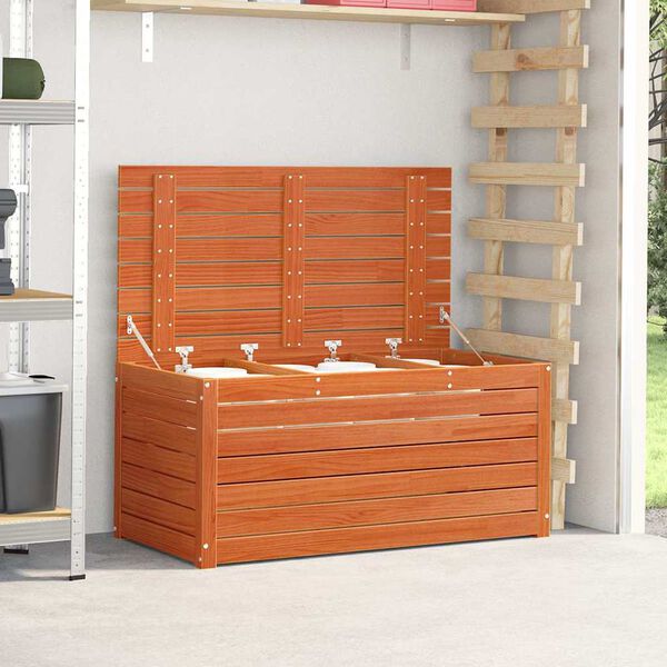 vidaXL Bo&icirc;te de Rangement avec stockage Brun cire 101 x 50,5 x 46,5 cm