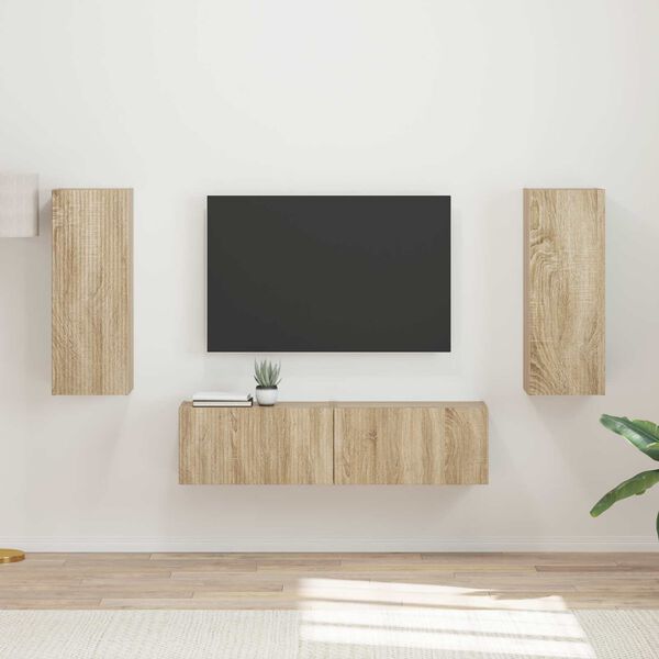 vidaXL Ensemble meuble TV 2 pcs Ch&ecirc;ne Sonoma Bois d'ing&eacute;nierie
