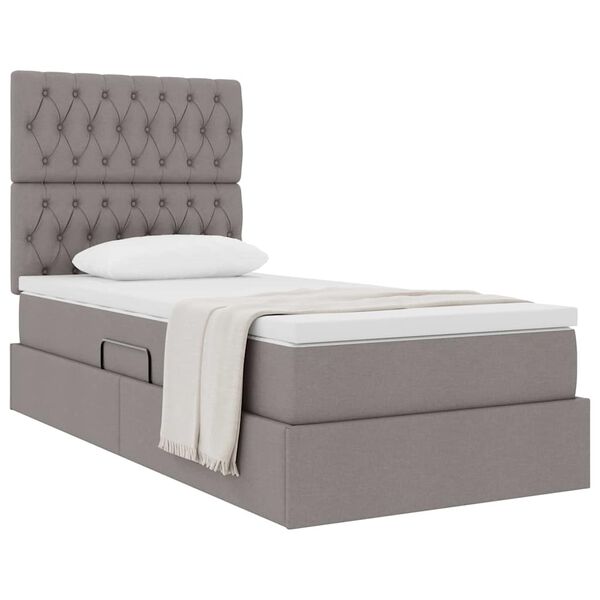 vidaXL Lit avec rangement et matelas Taupe 100 x 200 cm Polyester