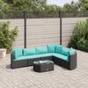 vidaXL Salon de jardin 7 pcs avec coussins noir résine tressée