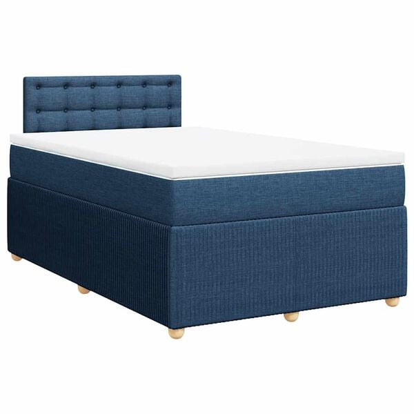 vidaXL Sommier &agrave; lattes de lit avec matelas bleu 120x190 cm tissu