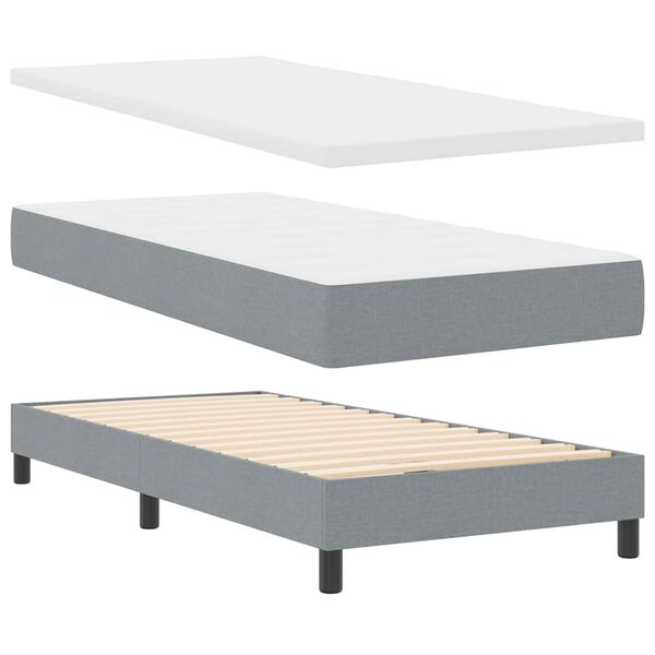 vidaXL Lit &agrave; ressorts avec matelas Gris clair 200 x 100 cm Polyester