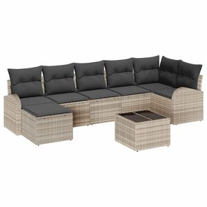 vidaXL Ensemble de canap&eacute; de jardin 8 pc Gris clair
