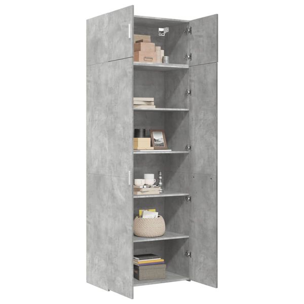 vidaXL Armoire de rangement gris béton 80x42,5x225cm bois d'ingénierie