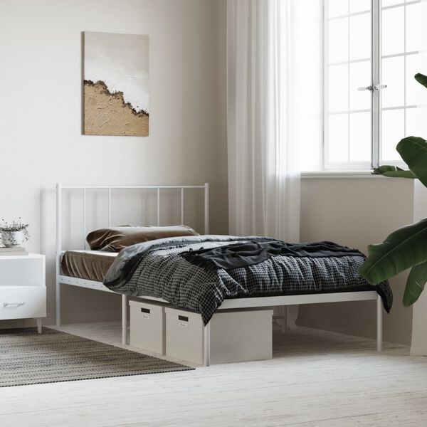 vidaXL Cadre de lit métal sans matelas avec tête de lit blanc 80x200cm