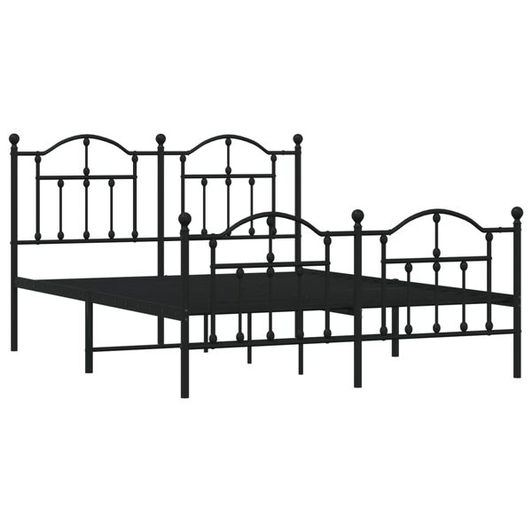 vidaXL Cadre de lit métal sans matelas avec pied de lit noir 140x200cm