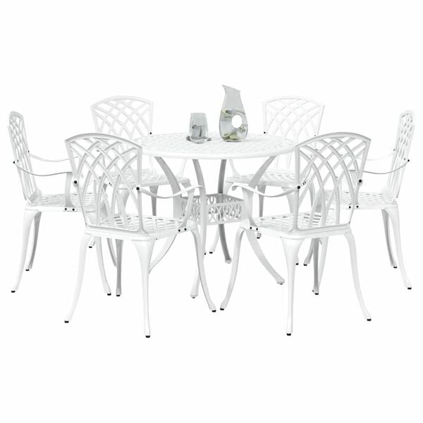 vidaXL Ensemble de salle &agrave; manger pour jardin 7 pcs Blanc Aluminium