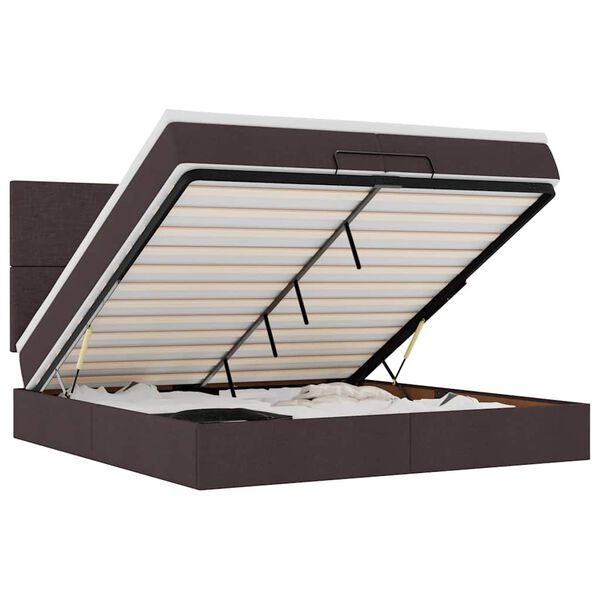 VidaXL Cadre de lit ottoman avec matelas marron fonc&eacute; 200x200 cm tissu