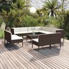 vidaXL Salon de jardin 12 pcs avec coussins R&eacute;sine tress&eacute;e Marron