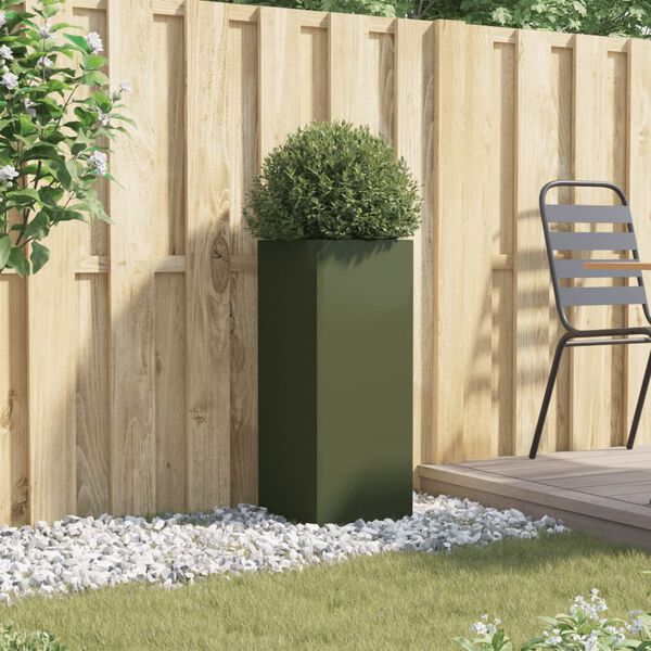 vidaXL Jardini&egrave;re vert olive 32x29x75 cm acier