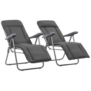 vidaXL Chaises pliantes avec coussins, lot de 2, grises