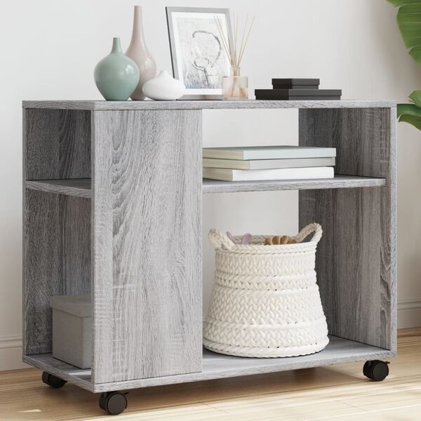 vidaXL Table d'appoint avec roues sonoma gris bois d'ingénierie