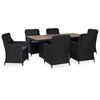 vidaXL Ensemble &agrave; manger d'ext&eacute;rieur 7 pcs R&eacute;sine tress&eacute;e Noir
