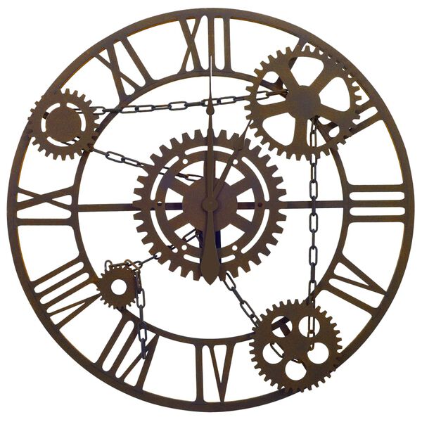 vidaXL Horloge murale Marron 80 cm Métal