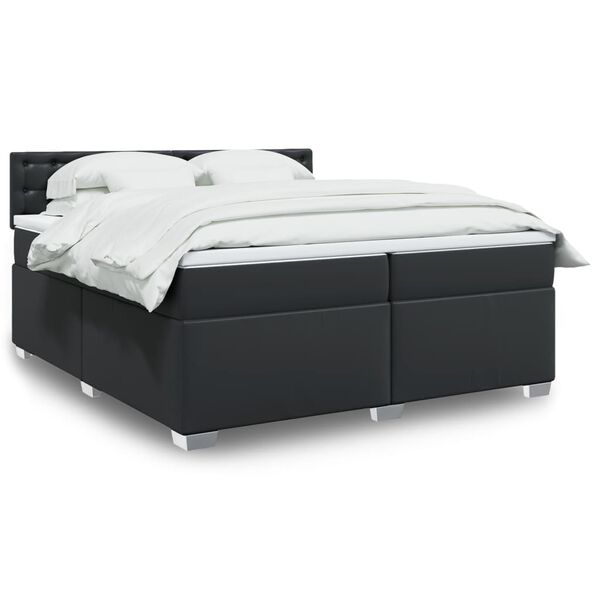 vidaXL Sommier &agrave; lattes de lit avec matelas Noir 200x200 cm Similicuir