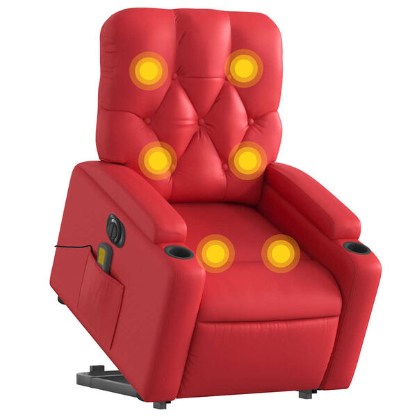 vidaXL Fauteuil inclinable de massage électrique rouge similicuir