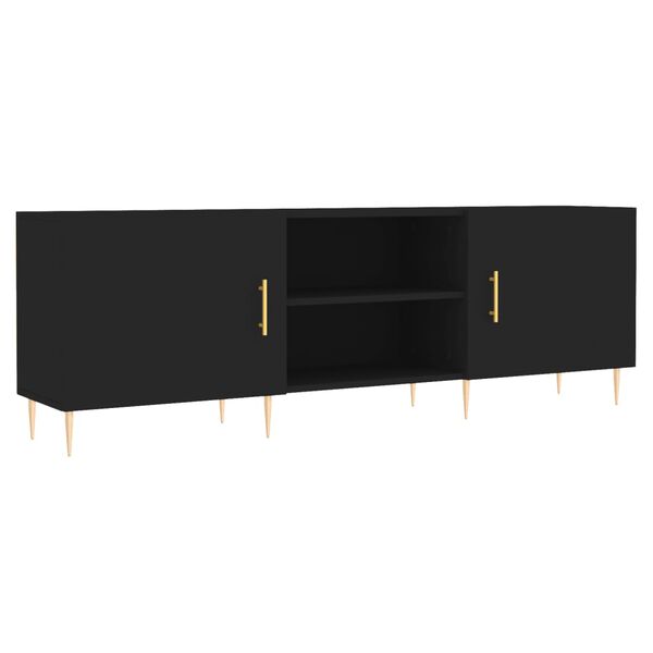 vidaXL Meuble TV noir 150x30x50 cm bois d'ing&eacute;nierie