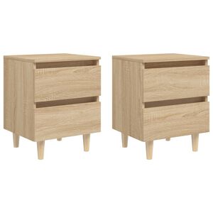 vidaXL Tables de chevet pieds en pin 2 pcs ch&ecirc;ne sonoma 40x35x50 cm