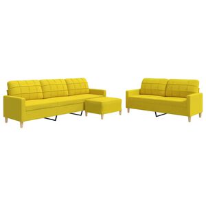 vidaXL Ensemble de canap&eacute;s 3 pcs avec repose-pied jaune clair tissu