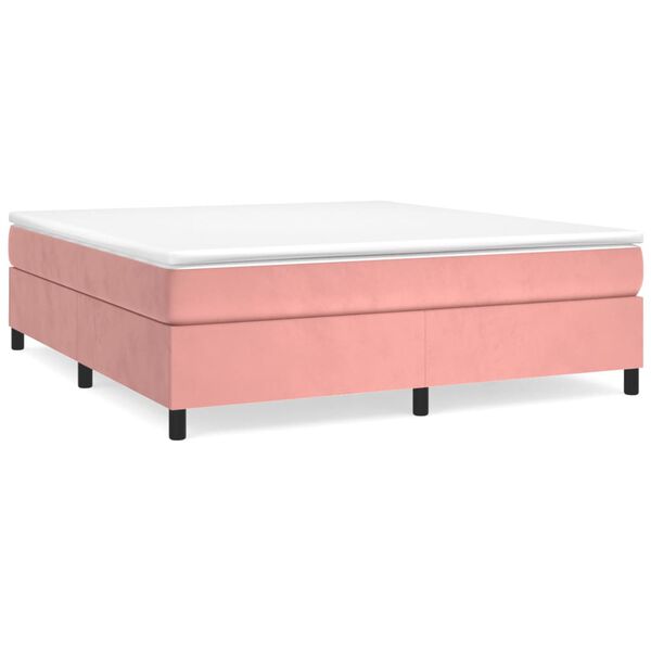 vidaXL Sommier &agrave; lattes de lit avec matelas Rose 160x200 cm Velours