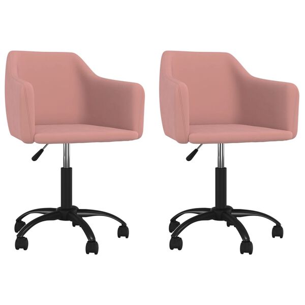 vidaXL Chaises pivotantes &agrave; manger lot de 2 Rose Velours