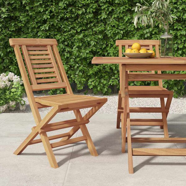 vidaXL Chaises de jardin pliantes lot de 2 47x63x90cm bois massif teck