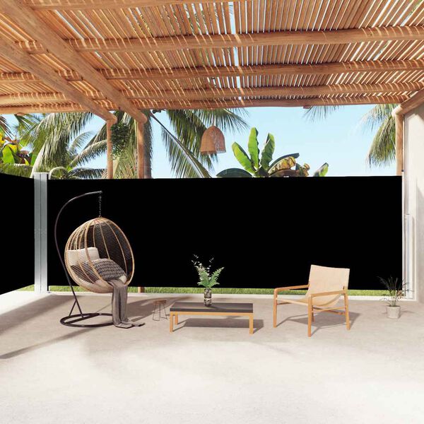 vidaXL Auvent latéral rétractable Noir 200x1000 cm