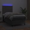 vidaXL Sommier &agrave; lattes de lit avec matelas et LED Gris 90x190 cm