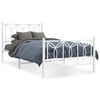 vidaXL Cadre de lit m&eacute;tal sans matelas et pied de lit blanc 107x203 cm