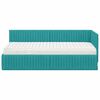 vidaXL Cadre de lit d'angle avec matelas 2 pcs Turquoise Velours
