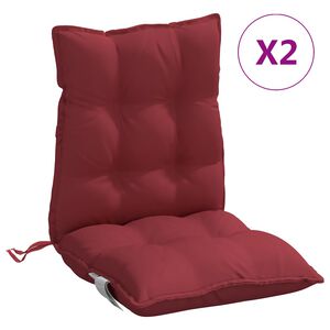 vidaXL Coussins de chaise &agrave; dossier bas lot de 2 rouge bordeaux