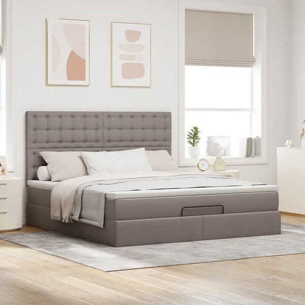 VidaXL Cadre de lit ottoman avec matelas taupe 180x200 cm tissu