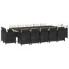 vidaXL Ensemble &agrave; manger de jardin coussins 15 pcs R&eacute;sine tress&eacute;e Noir