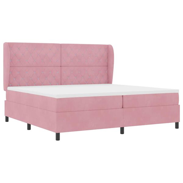 vidaXL Lit &agrave; ressorts avec matelas Rose 200 x 200 cm Polyester