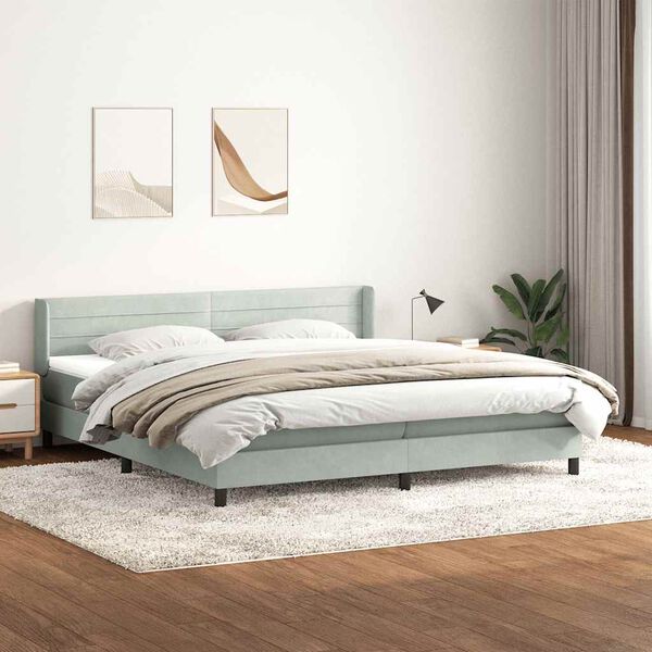 vidaXL Sommier &agrave; lattes de lit et matelas gris clair 200x210cm velours