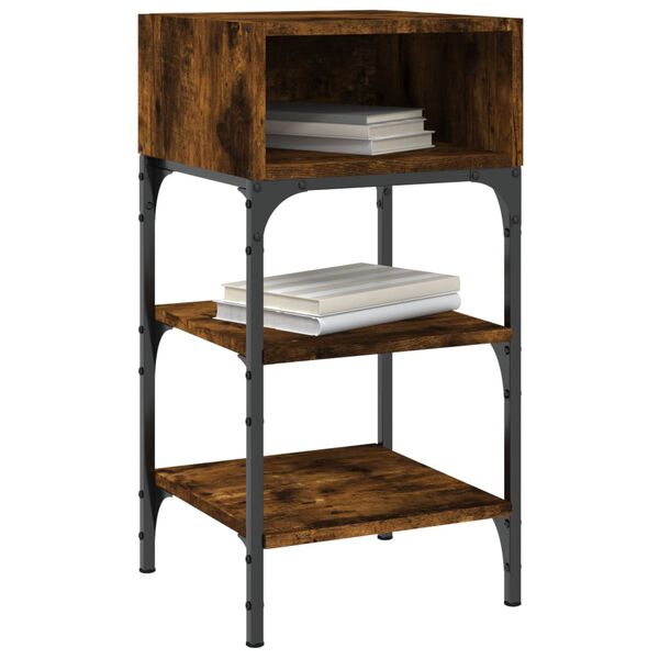 vidaXL Tables de chevet 2pcs ch&ecirc;ne fum&eacute; 35x34,5x70 c bois d&rsquo;ing&eacute;nierie