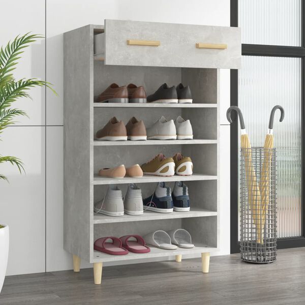vidaXL Armoire &agrave; chaussures Gris b&eacute;ton 60x35x105 cm Bois d'ing&eacute;nierie