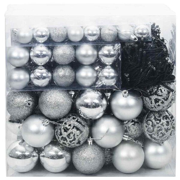 vidaXL Ensemble de Boules de Noël 120 pcs Argent Plastique