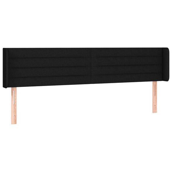 vidaXL T&ecirc;te de lit avec oreilles Noir 183x16x78/88 cm Tissu