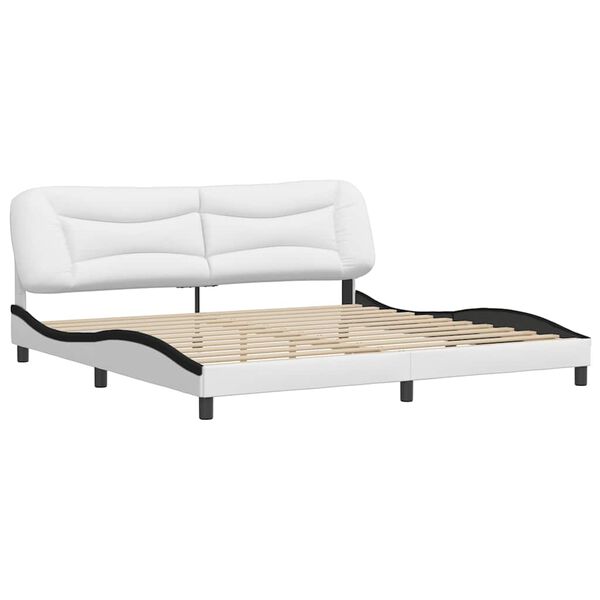 vidaXL Cadre de lit sans matelas Hvar blanc et noir 200x200 cm similicuir