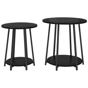 vidaXL Ensemble de tables d'appoint avec &eacute;tag&egrave;re 2 pcs Ch&ecirc;ne noir