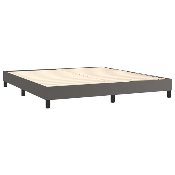 vidaXL Sommier &agrave; lattes de lit avec matelas Gris 180x200 cm Similicuir