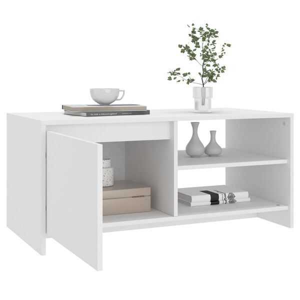 vidaXL Table basse Blanc 102x50x45 cm Bois d'ing&eacute;nierie