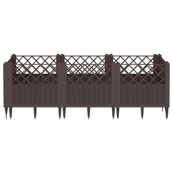 vidaXL Jardinière avec piquets marron 123,5x43,5x43,5 cm PP