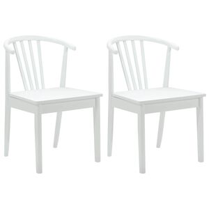vidaXL Chaise de salle &agrave; manger 2 pc Bois de caoutchouc massif Blanc