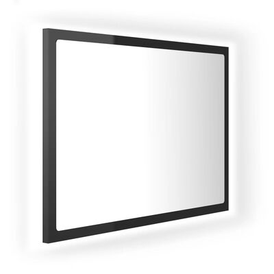 vidaXL Miroir LED de salle de bain Noir brillant 60x8,5x37cm Acrylique