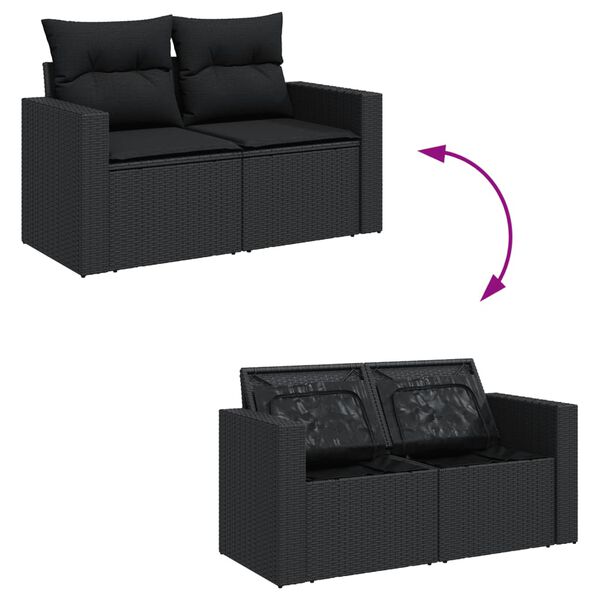 vidaXL Salon de jardin 9 pcs avec coussins noir r&eacute;sine tress&eacute;e