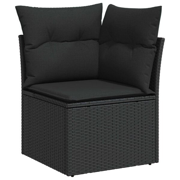 vidaXL Ensemble de canap&eacute; de jardin avec coussin 11 pcs Noir