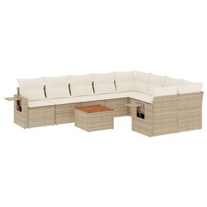 vidaXL Salon de jardin avec coussins 10 pcs beige r&eacute;sine tress&eacute;e