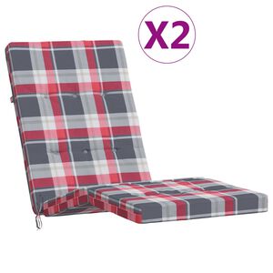 vidaXL Coussins de chaise longue lot de 2 motif &agrave; carreaux rouges